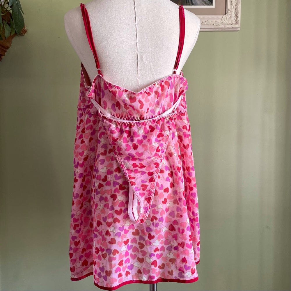Y2K Cliché Valentine Heart Pattern Split Front Lingerie with Matching Panty NWT - Picture 3 of 8